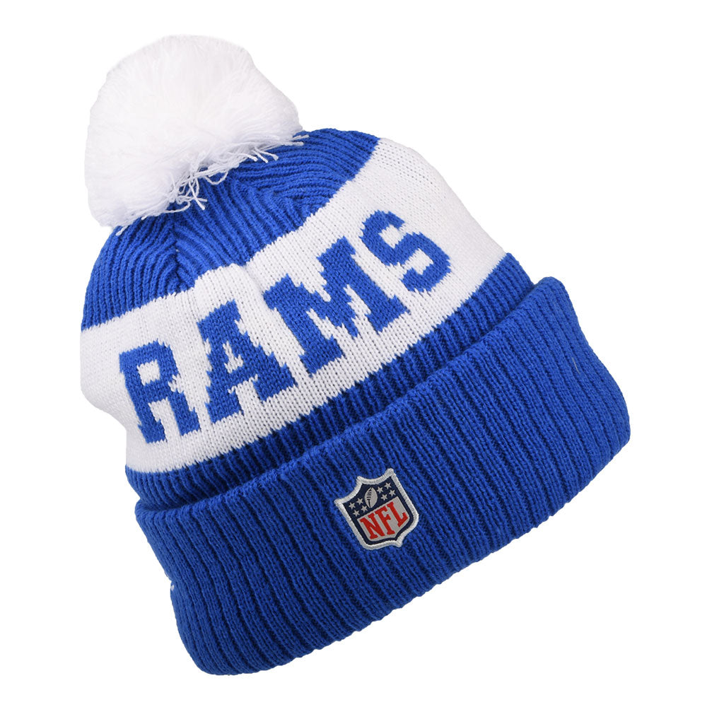 New Era Los Angeles Rams Bommelmütze NFL On Field Sport Knit - Königsblau-Weiß