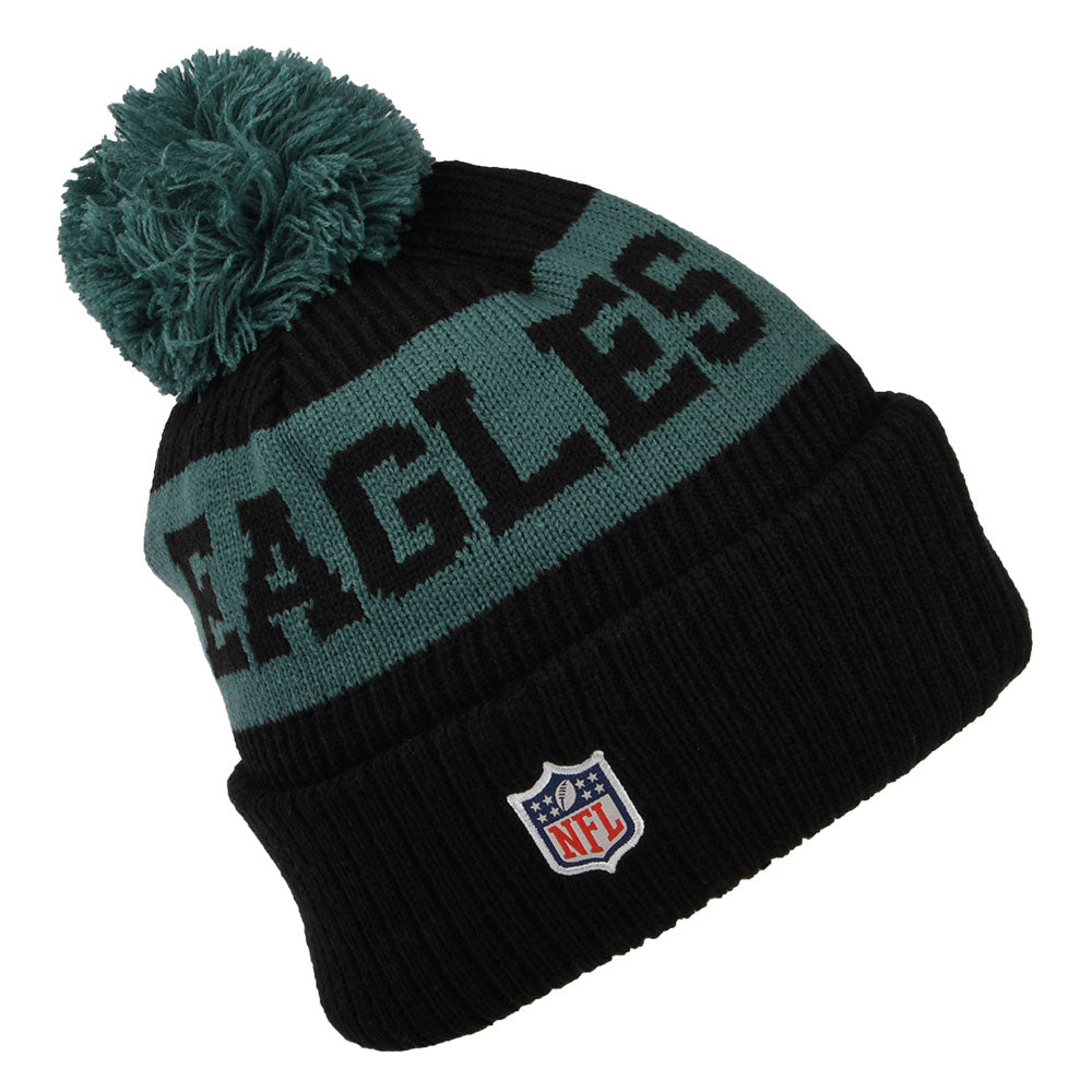 New Era Philadelphia Eagles Bommelmütze NFL On Field Sport Knit - Schwarz-Grün