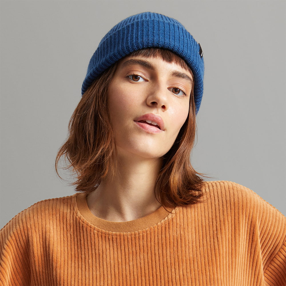 Brixton Heist Beanie Mütze mit Umschlag - Mittelblau