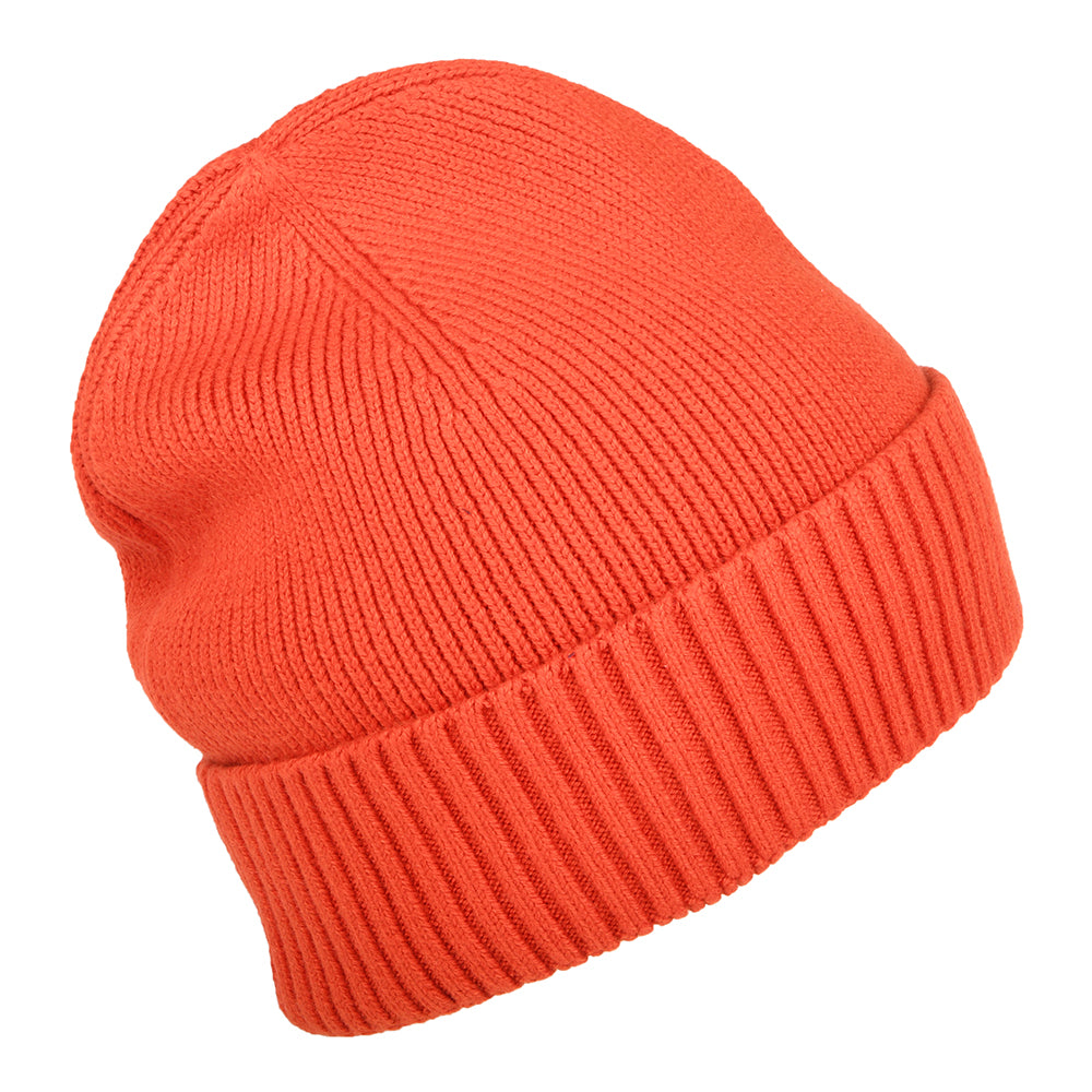 Tommy Hilfiger Pima Essential Flag Beanie Mütze aus Baumwoll-Kaschmir - Rostrot