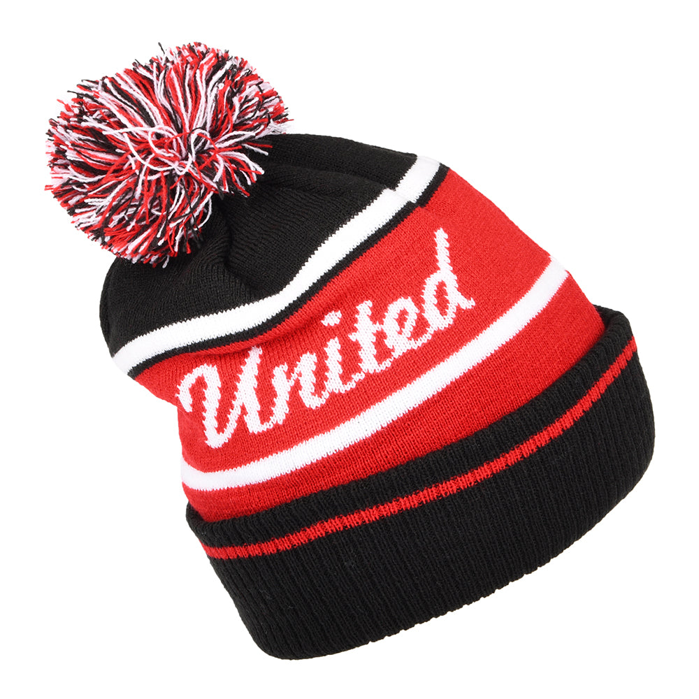New Era Cuff Knit Manchester United Bommelmütze - Wordmark - Schwarz-Scharlachrot