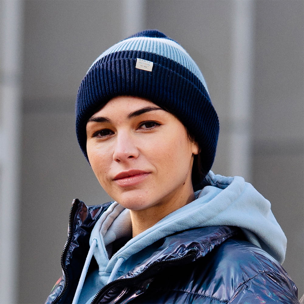 Barts Cowie Cuff Knit Beanie Mütze gestreift - Blau