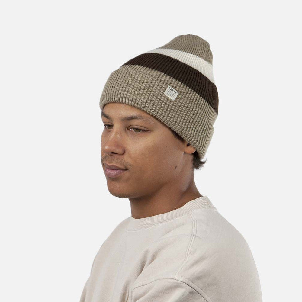 Barts Cowie Cuff Knit Beanie Mütze gestreift - Taupe-Braun
