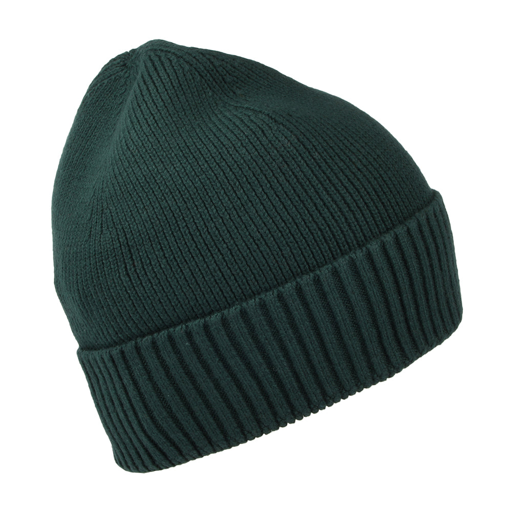 Tommy Hilfiger Pima Essential Flag Beanie Mütze aus Baumwoll-Kaschmir - Waldgrün