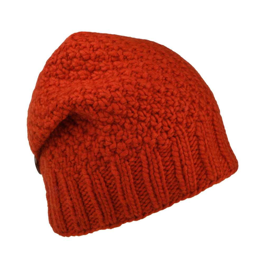Kusan Button Down Beanie Mütze - Verbranntes Orange