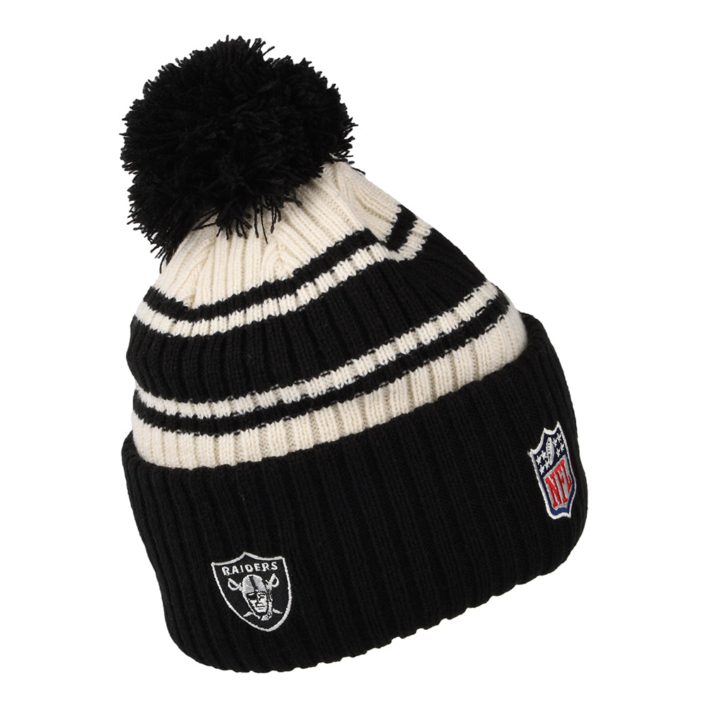 New Era Las Vegas Raiders Bommelmütze - NFL Sideline Sport Knit - Schwarz-Weiß