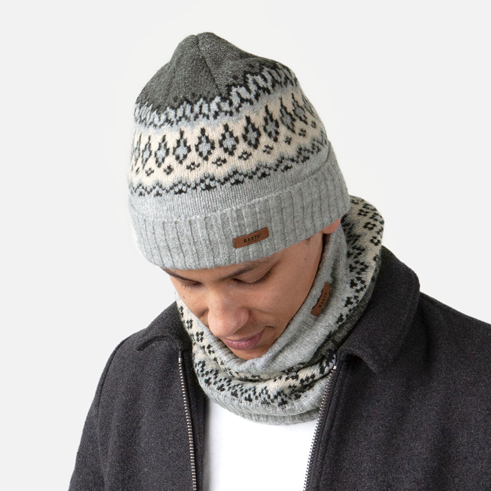 Barts Gregoris Cuffed Beanie Mütze Fair Isle - Meliertes Grau