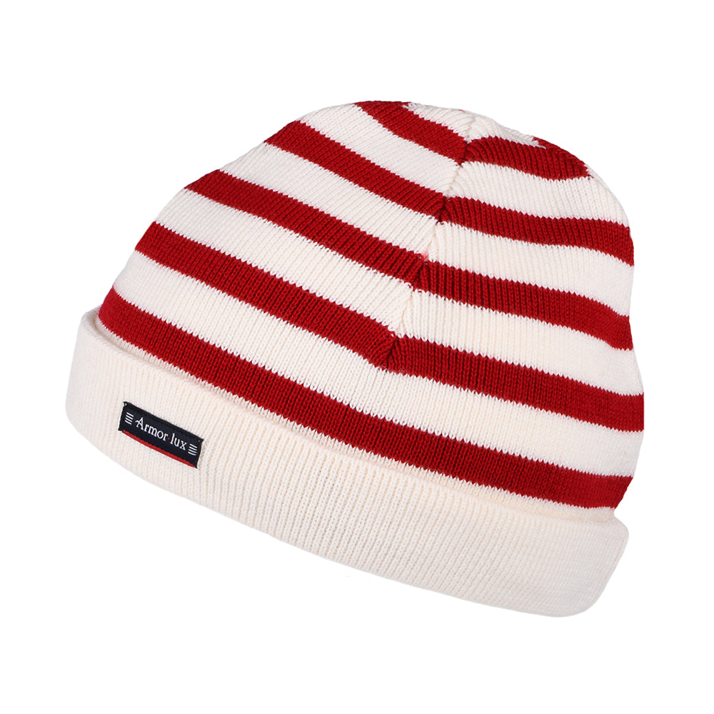 Armor Lux Kinder Lannion Beanie Mütze gestreift - Natur-Rot