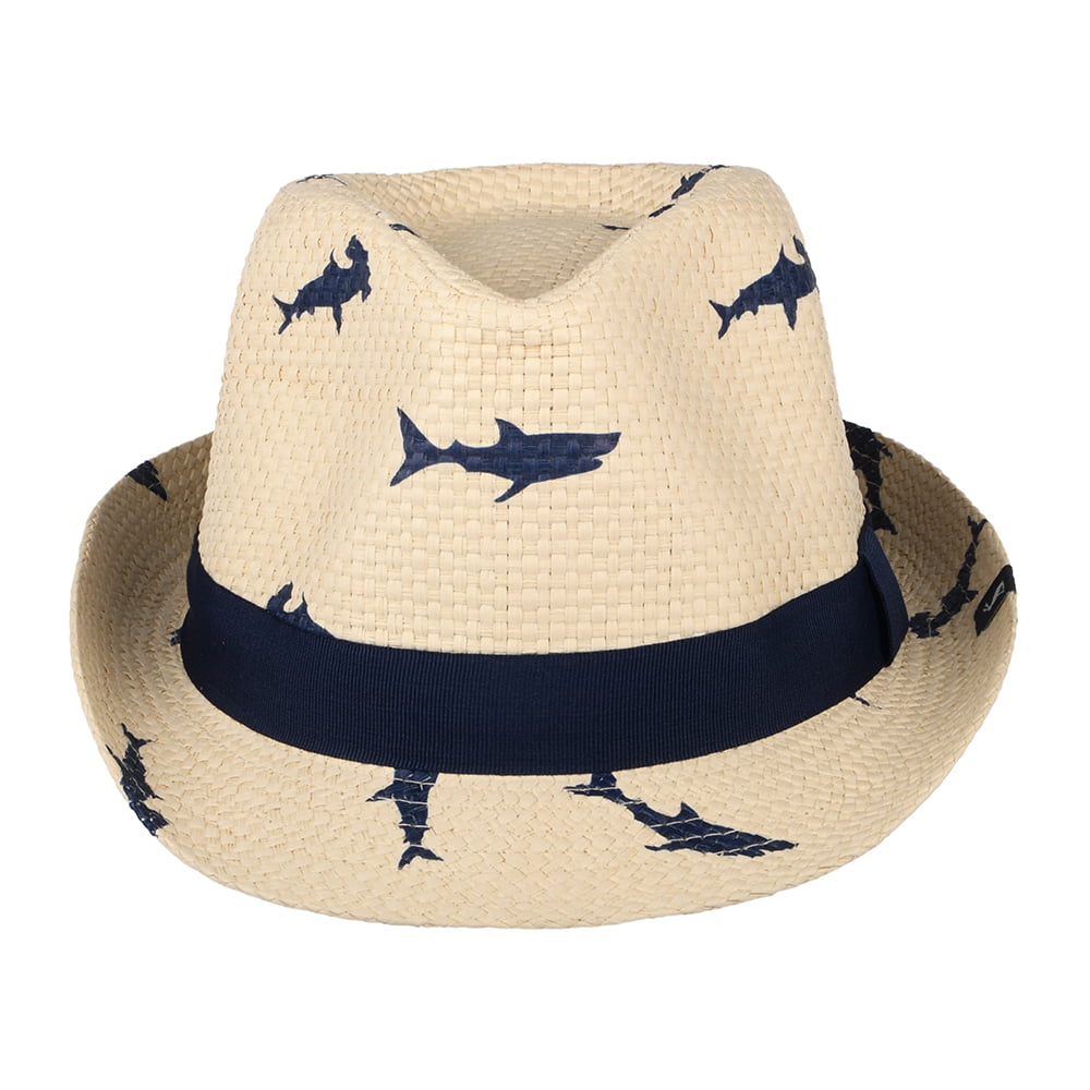 Joules Kinder Printed Sharks Trilby Hut aus Stroh - Natur