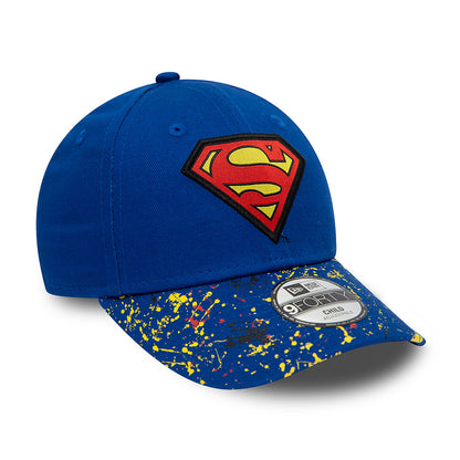 New Era Kinder 9FORTY Superman Baseball Cap - Paint Splat - Königsblau