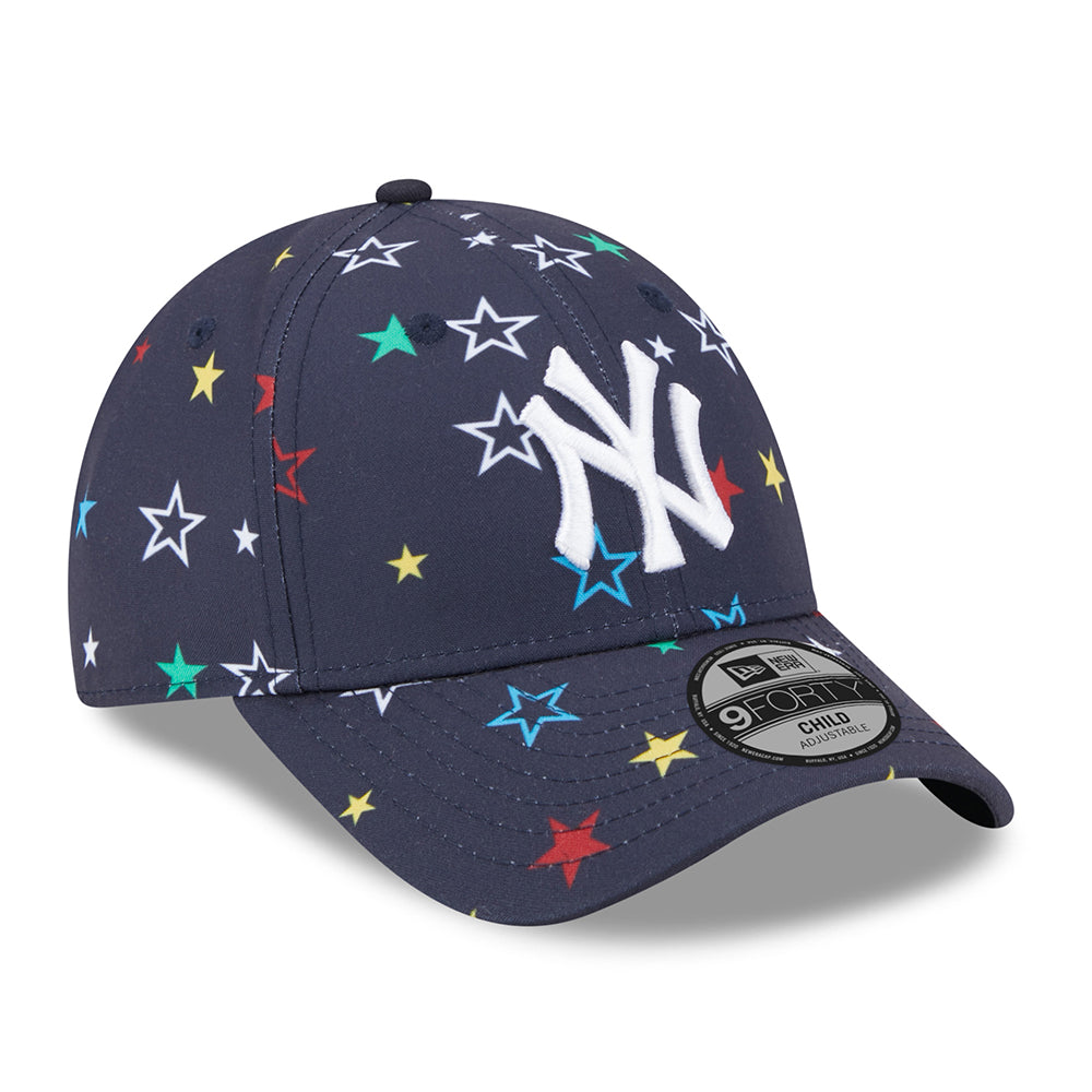 New Era Kinder 9FORTY New York Yankees Baseball Cap - MLB Star AOP - Marineblau-Weiß