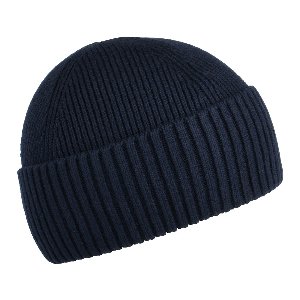 Tommy Hilfiger Flag Fisherman Beanie Mütze aus Baumwoll-Kaschmir - Dunkles Marineblau