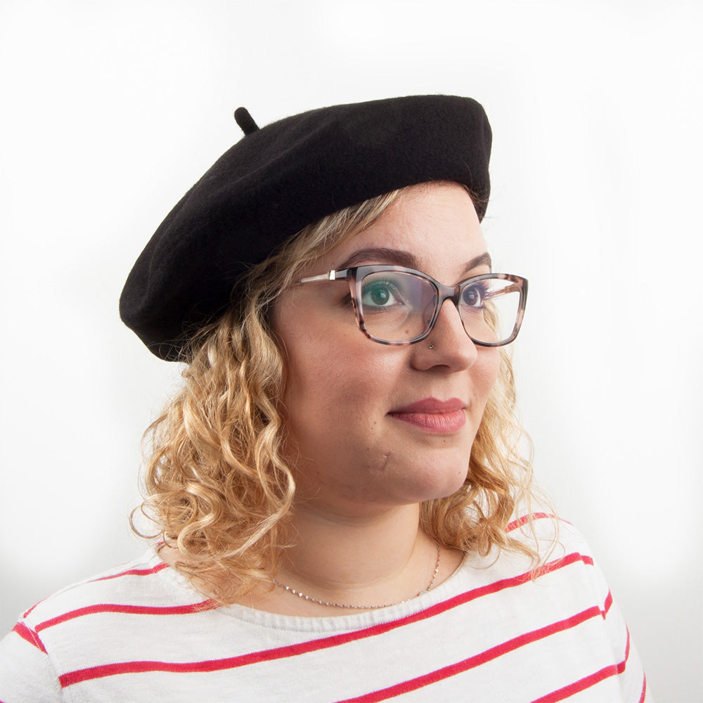 Fashion Baskenmütze aus Wolle Schwarz Großhandel