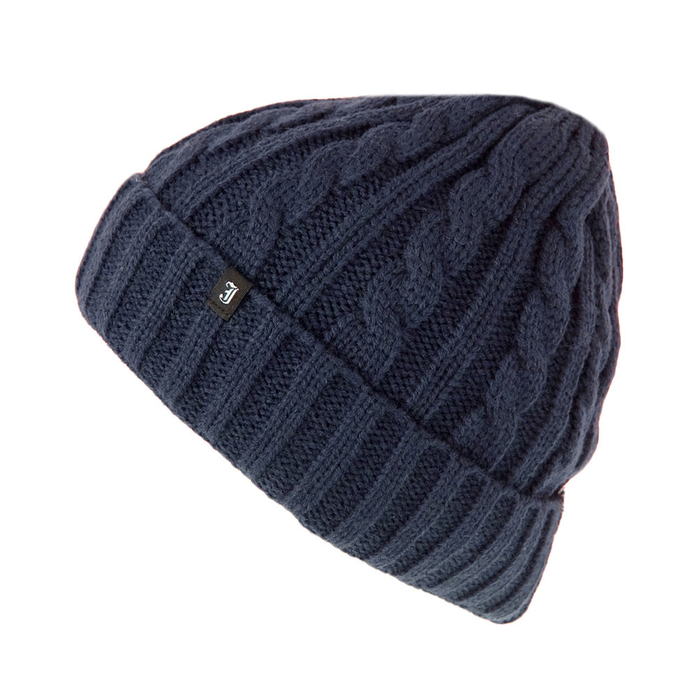 Jaxon & James Zopfstrickmuster Beanie Marineblau Großhandel