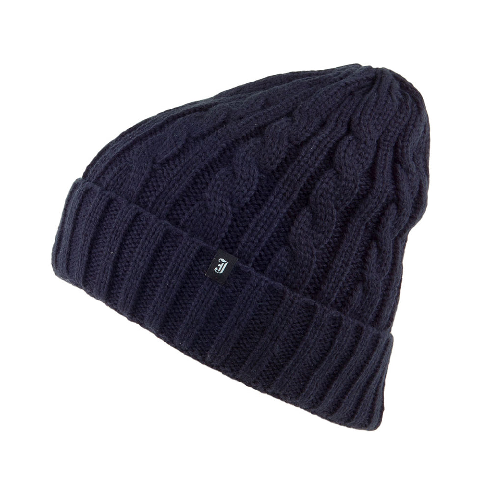 Jaxon & James Zopfstrickmuster Beanie für Kinder Marineblau Großhandel