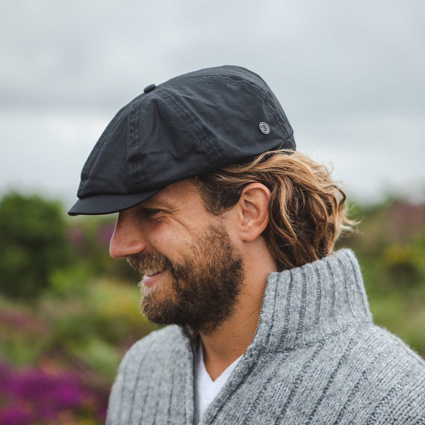 Jaxon & James British Millerain Ballonmütze aus gewachster Baumwolle Schwarz Großhandel