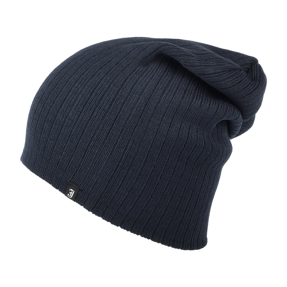 Jaxon & James Oversized Ribknit Beanie Mütze Marineblau Großhandel