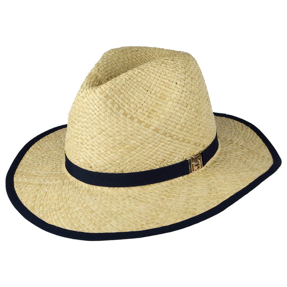 Tommy Hilfiger Beach Sommer Fedora Hut aus Stroh - Natur