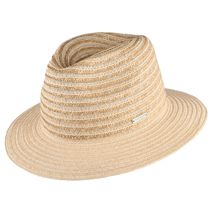 Seeberger Fedora Hut gestreift aus Stroh - Natur-Sand