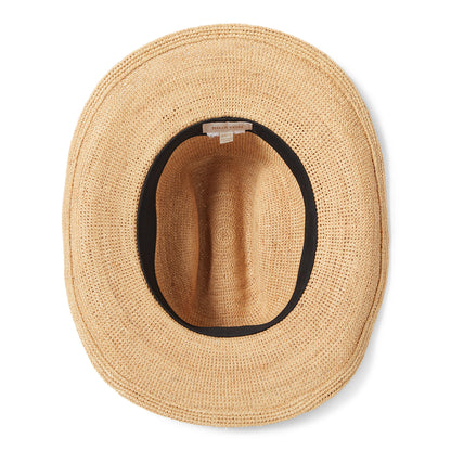 Brixton Odessa Gehäkelter Cowboy Hut aus Raffia Stroh - Hellbraun-Blau