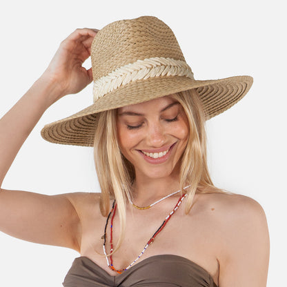 Barts Wandeer Fedora Hut aus Toyo Stroh - Hellbraun