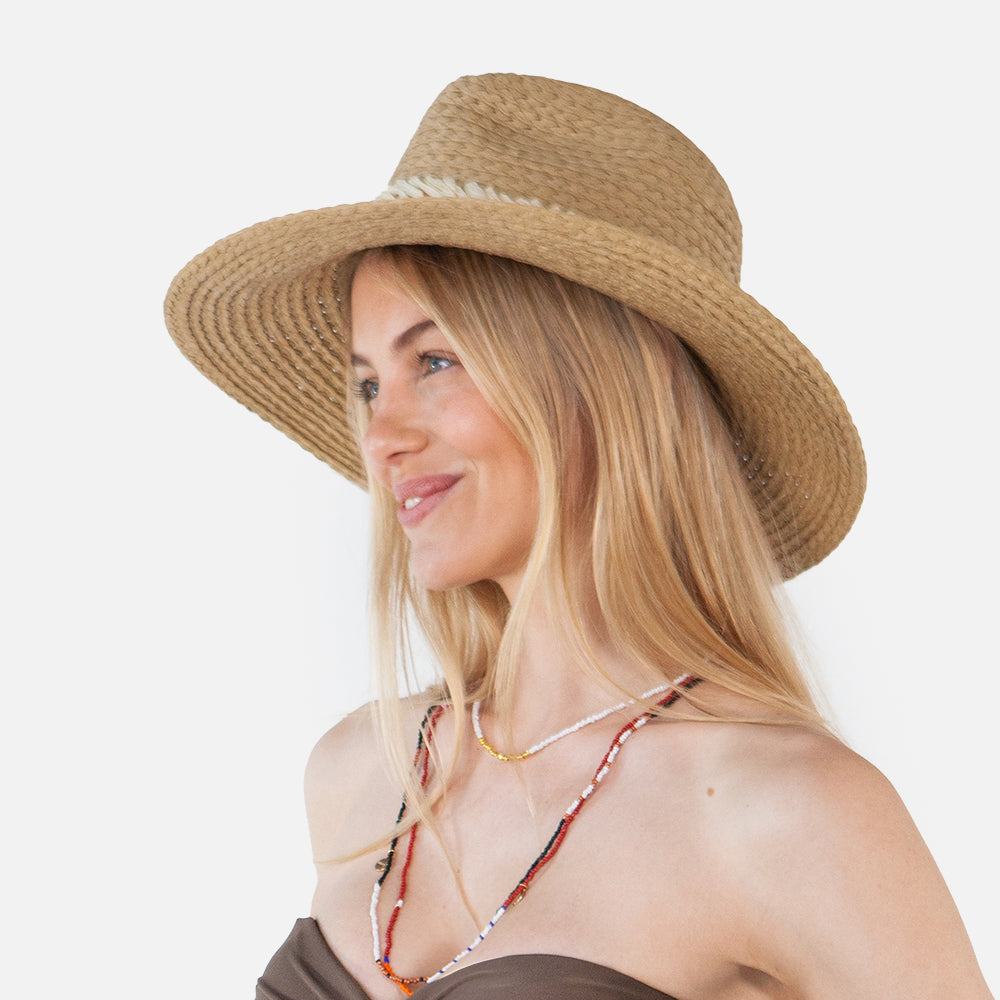 Barts Wandeer Fedora Hut aus Toyo Stroh - Hellbraun