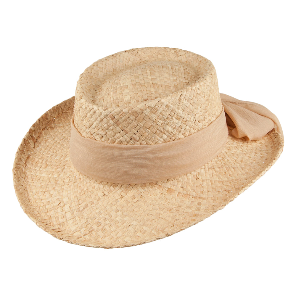 Scala Gambler Hut aus Raffia mit Schleife - Natur-Natur