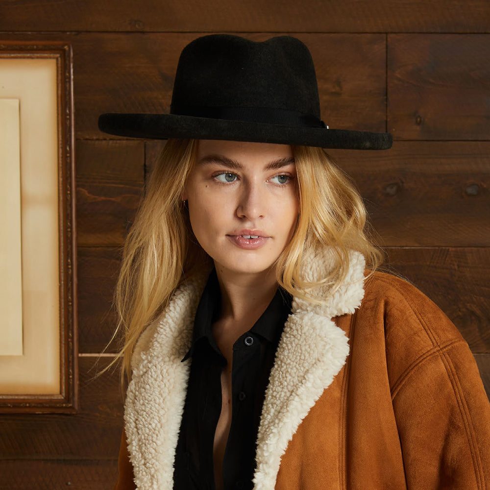 Brixton Victoria Fedora Hut aus Wollfilz - Verwaschenes Schwarz