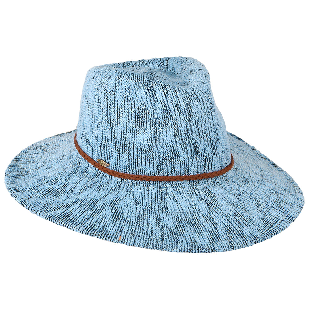 Scala Rhimes Knautschbarer Summer Fedora Hut - Blau-Mix