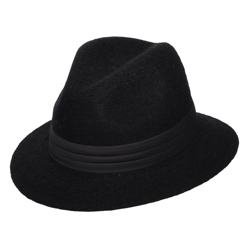 Scala India Knautschbarer Fedora Hut aus Angora Blend - Schwarz