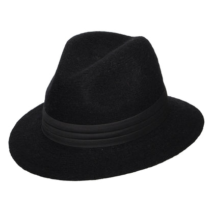Scala India Knautschbarer Fedora Hut aus Angora Blend - Schwarz