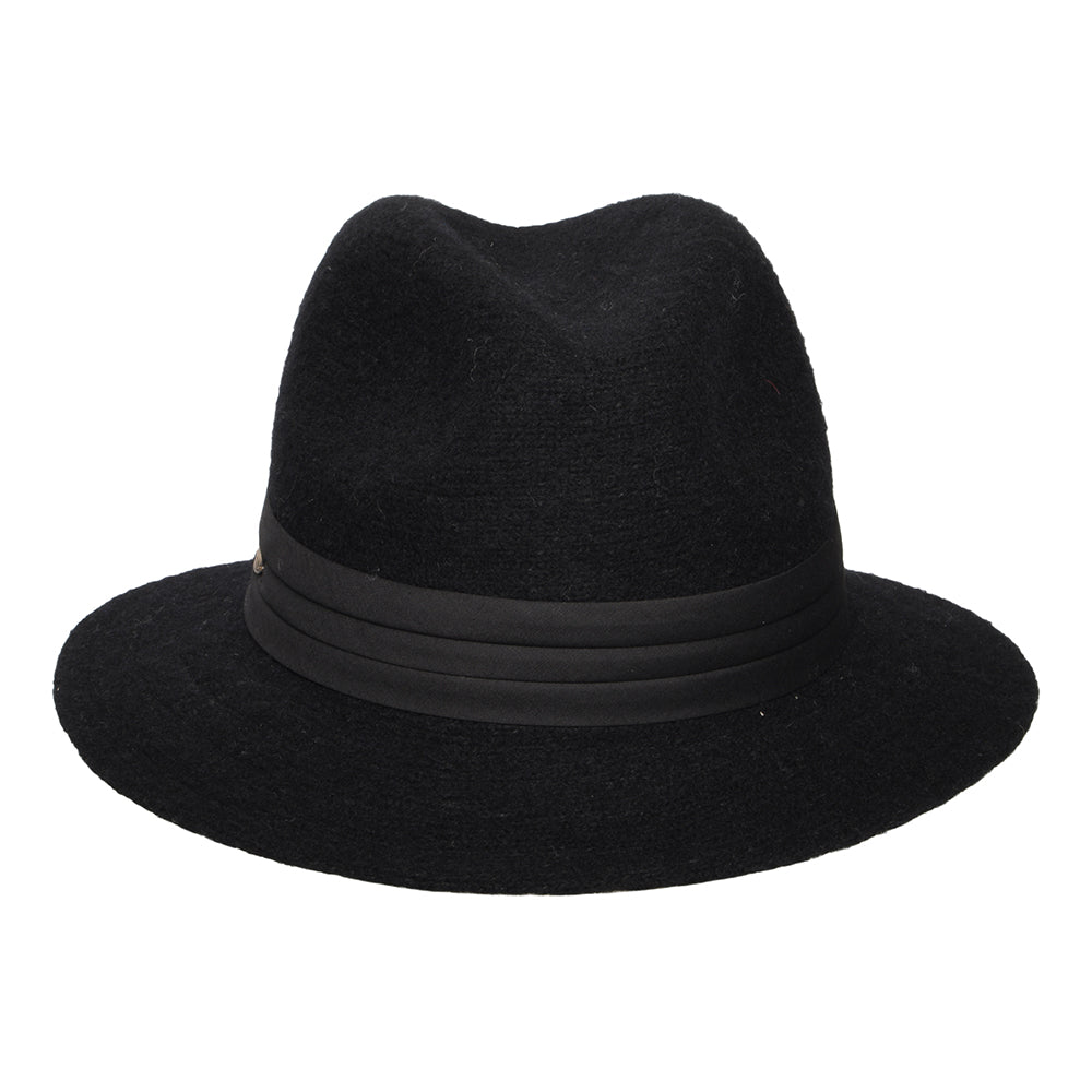 Scala India Knautschbarer Fedora Hut aus Angora Blend - Schwarz