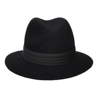 Scala India Knautschbarer Fedora Hut aus Angora Blend - Schwarz