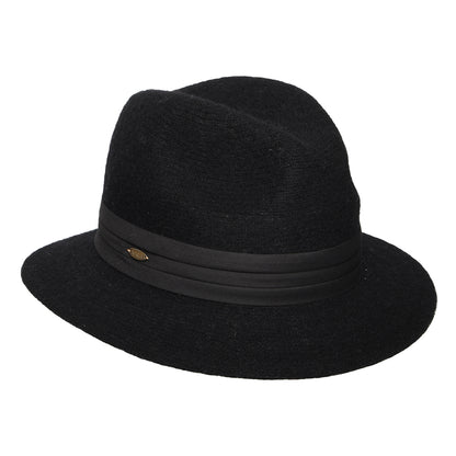 Scala India Knautschbarer Fedora Hut aus Angora Blend - Schwarz