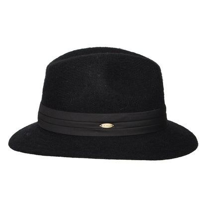 Scala India Knautschbarer Fedora Hut aus Angora Blend - Schwarz