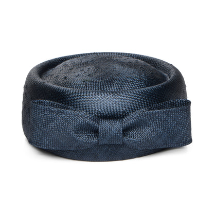 Whiteley Jackie O Pillbox Hut aus Stroh - Marineblau