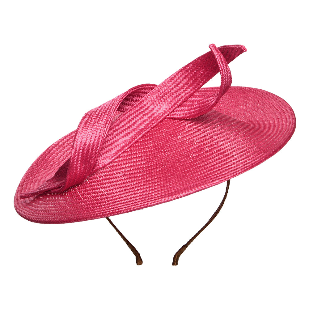 Whiteley Marian Disc Fascinator aus Stroh - Himbeere