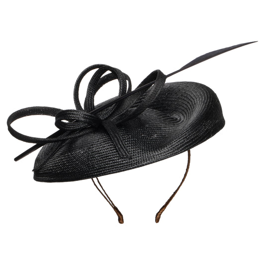 Whiteley Bella Disc Fascinator aus Stroh - Schwarz