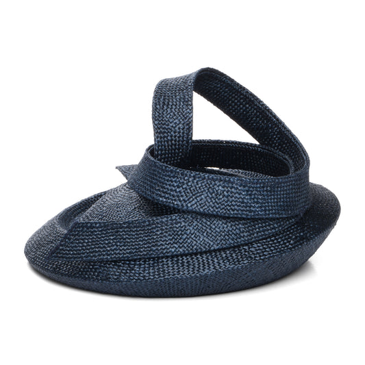 Whiteley Charlotte Pillbox Hut aus Stroh - Marineblau