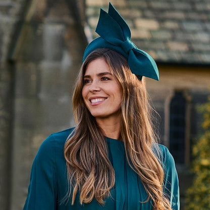 Failsworth Anlass Haarreif aus Wollfilz mit Schleife - Petrol