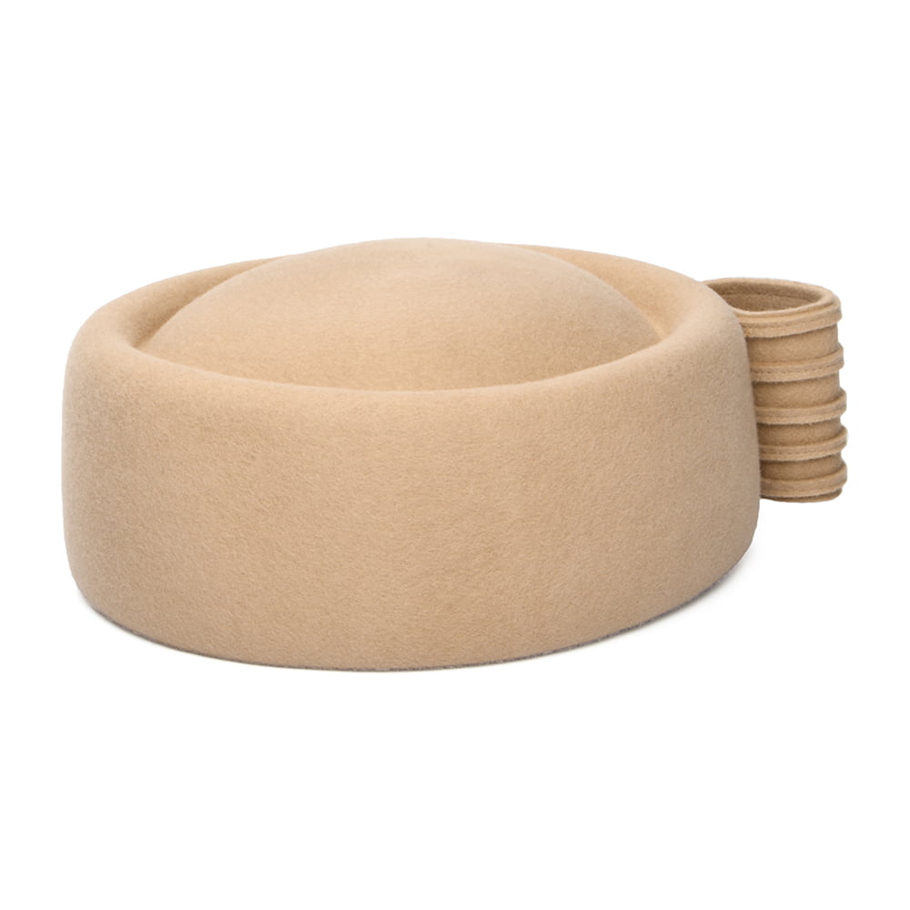 Whiteley Jackie O Loop Bow Pillbox-Hut aus Wolle - Kamel