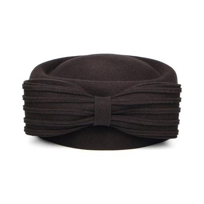 Whiteley Jackie O Loop Bow Pillbox-Hut aus Wolle - Schokolade