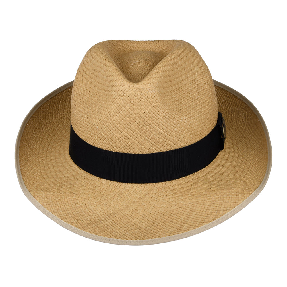 Christys Classic Preset Panama Fedora Hut mit schwarzem Hutband - Natur