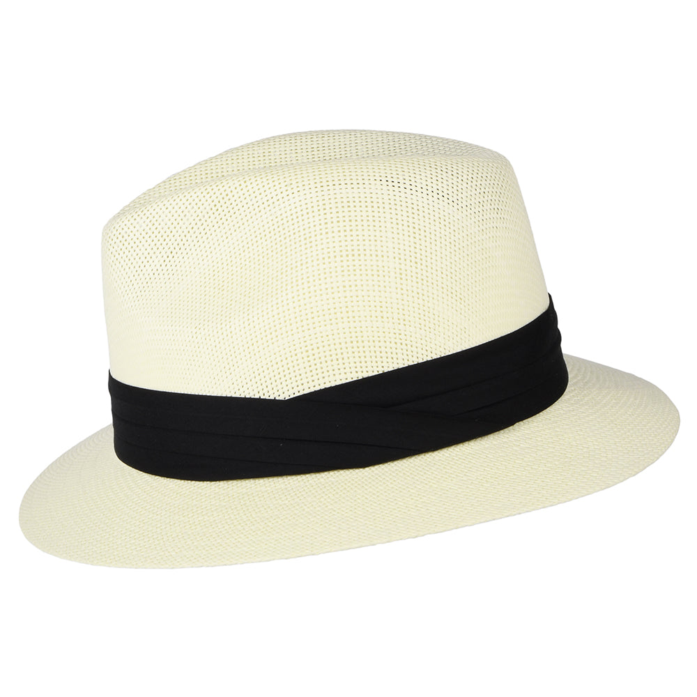 Dorfman Pacific Matte Safari Fedora Hut aus Toyo Stroh - Elfenbein