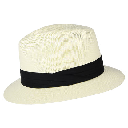 Dorfman Pacific Matte Safari Fedora Hut aus Toyo Stroh - Elfenbein