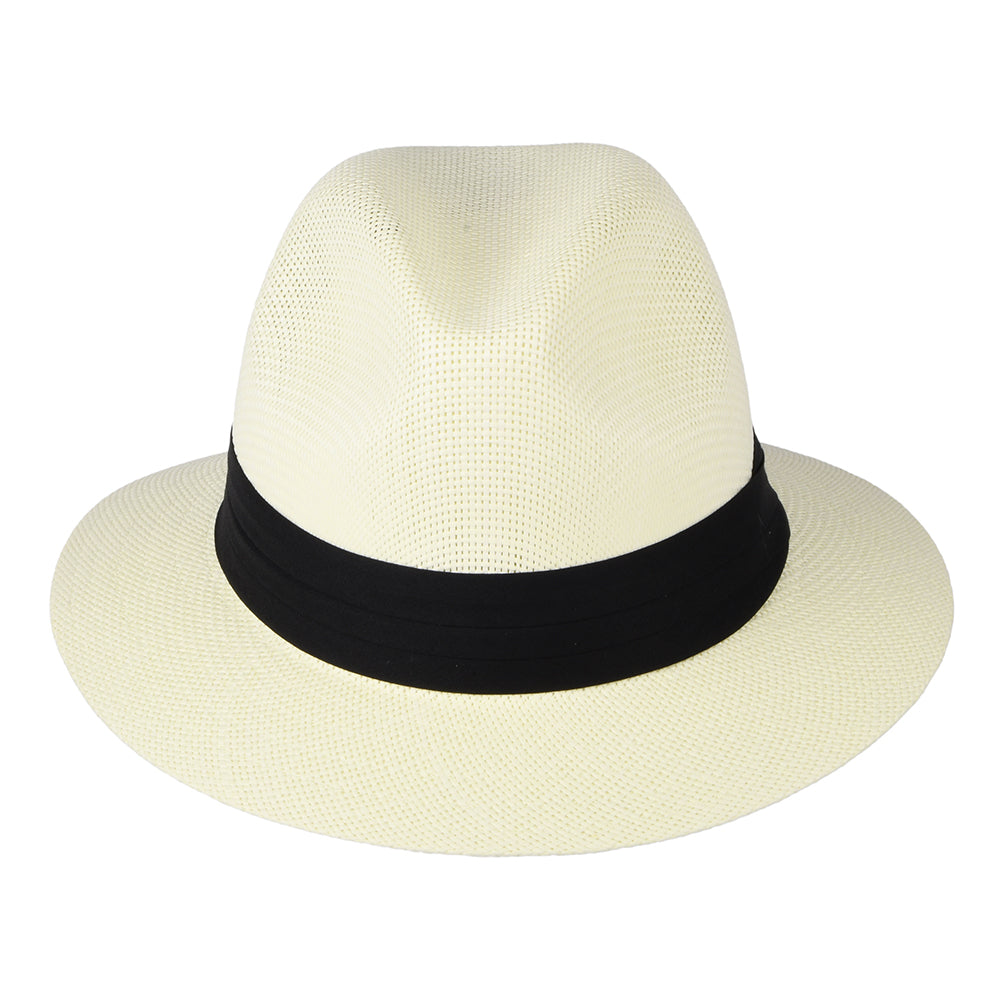 Dorfman Pacific Matte Safari Fedora Hut aus Toyo Stroh - Elfenbein