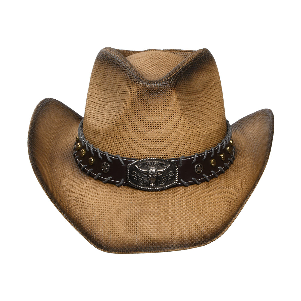 Dorfman Pacific Chet Western Cowboy Hut aus Mattem Toyostroh - Whisky