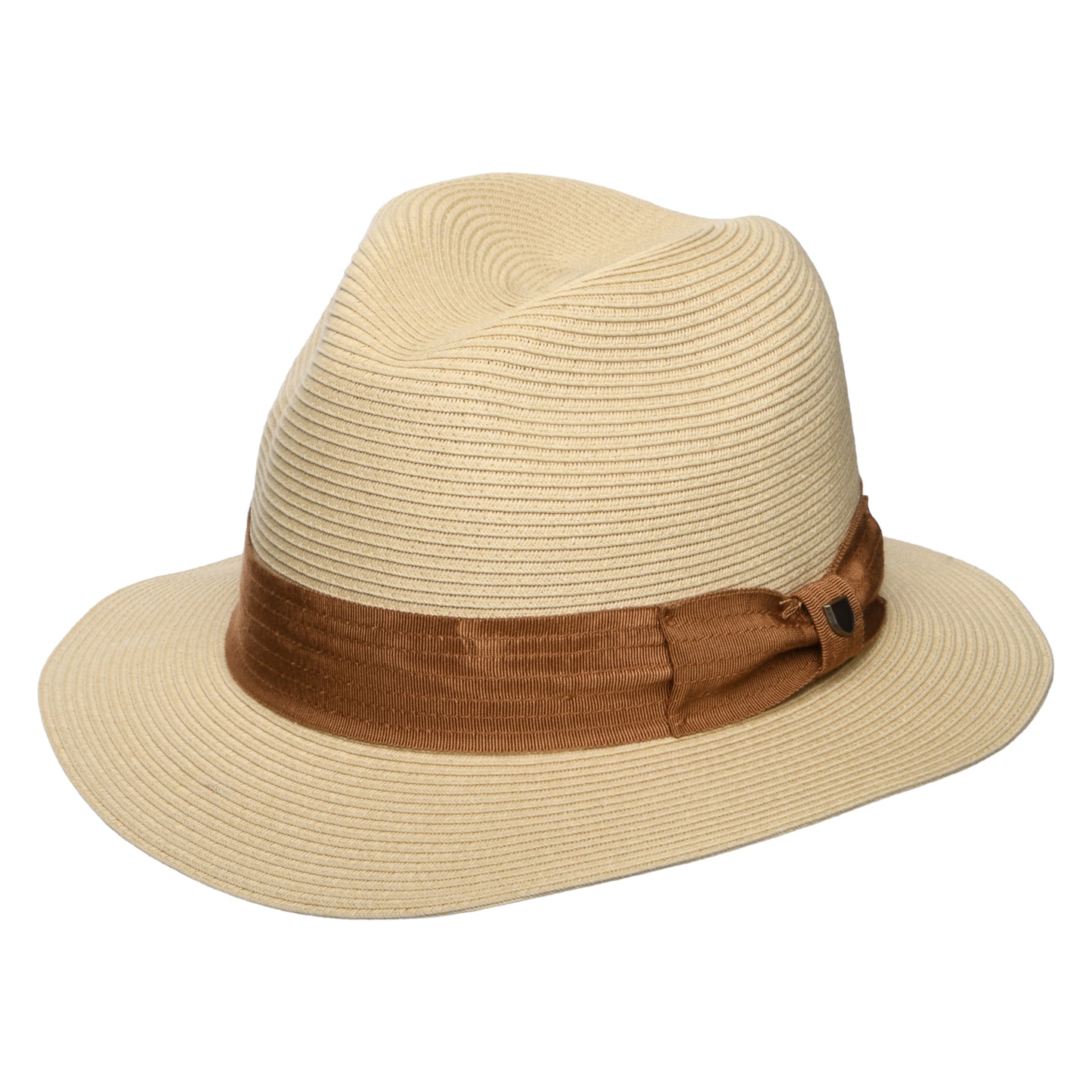 Brixton Roma Knautschbarer Fedora Hut aus Toyo Stroh - Natur-Bronze