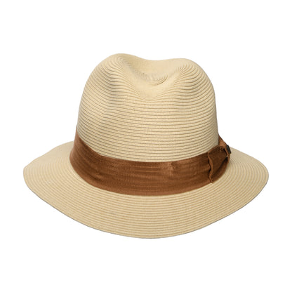 Brixton Roma Knautschbarer Fedora Hut aus Toyo Stroh - Natur-Bronze