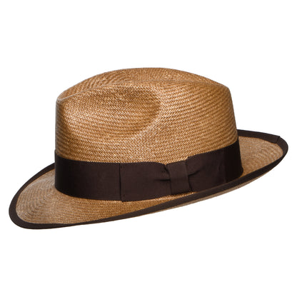 Denton Mayfair Fedora Hut aus Toyo Stroh - Hellbraun